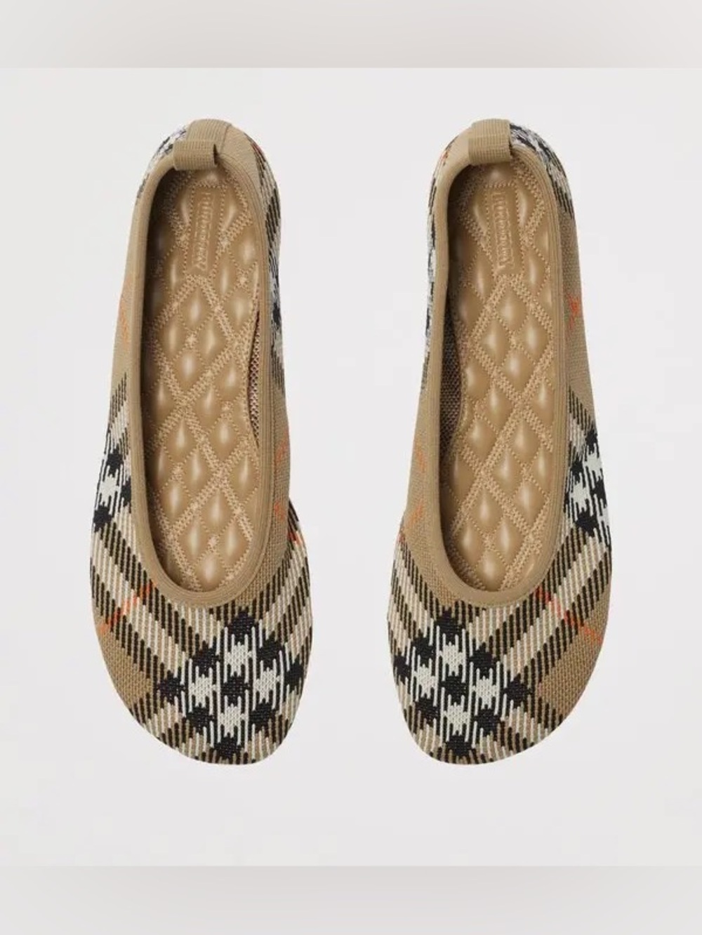 Burberry check Womens Plaid Knit Ballet Flats 38
